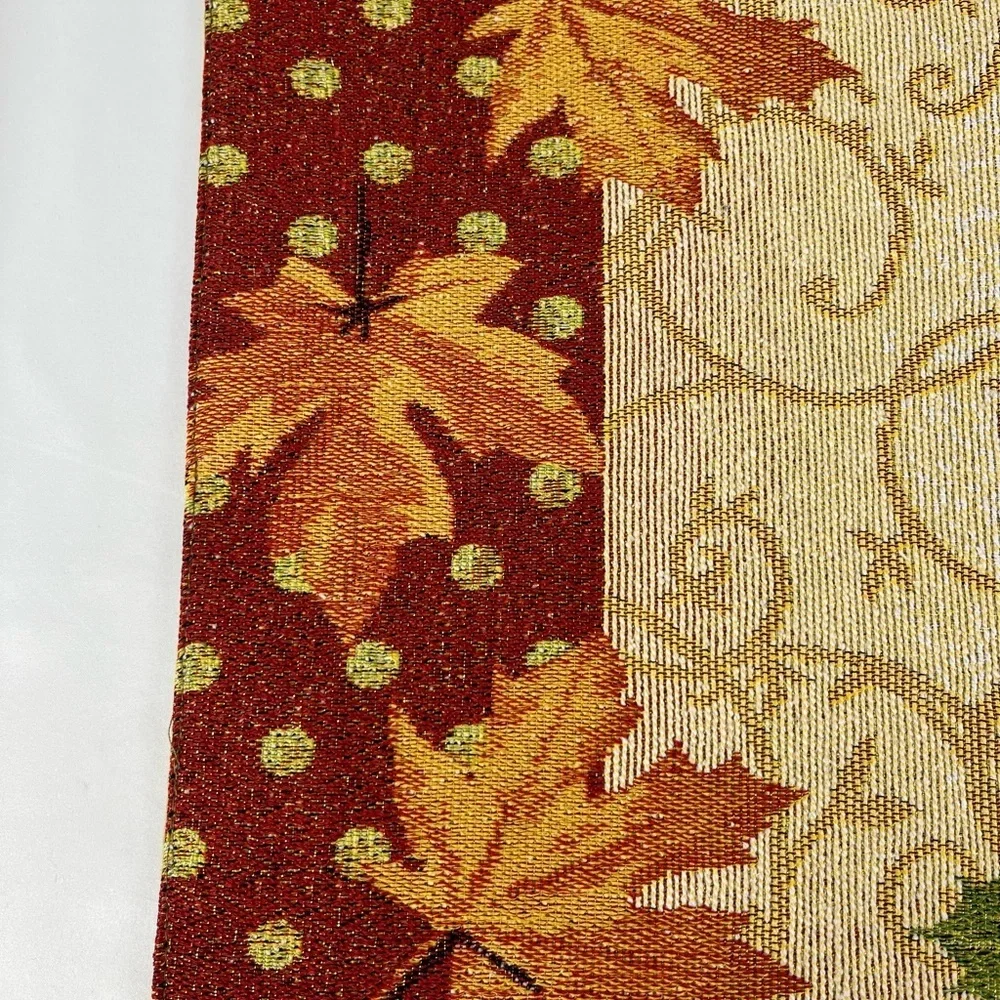 Pair of Placements (2) Pumpkins and Leaves w/Gold Scrolls Orange Tan Red Bling